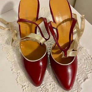 gorgeous Charles Jourdan heels, Burgandy and gold